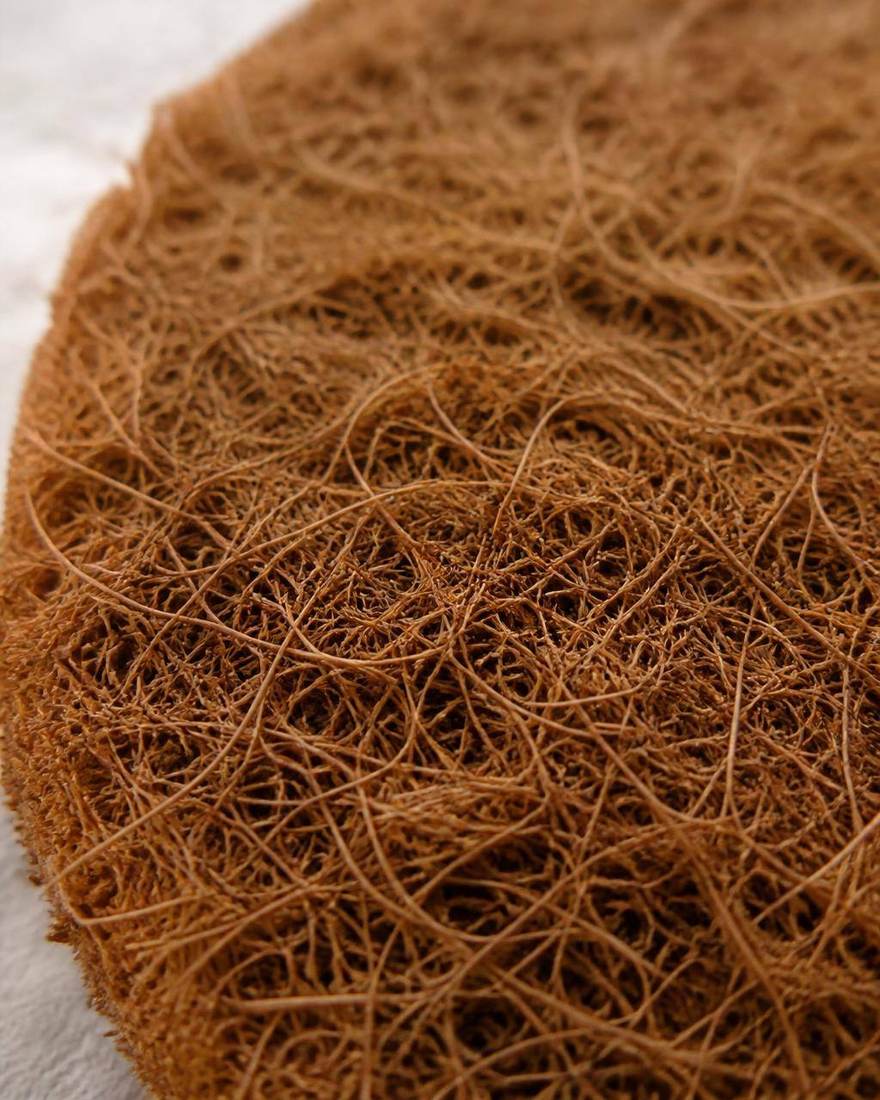 Close detail of woven coconut coir fibre